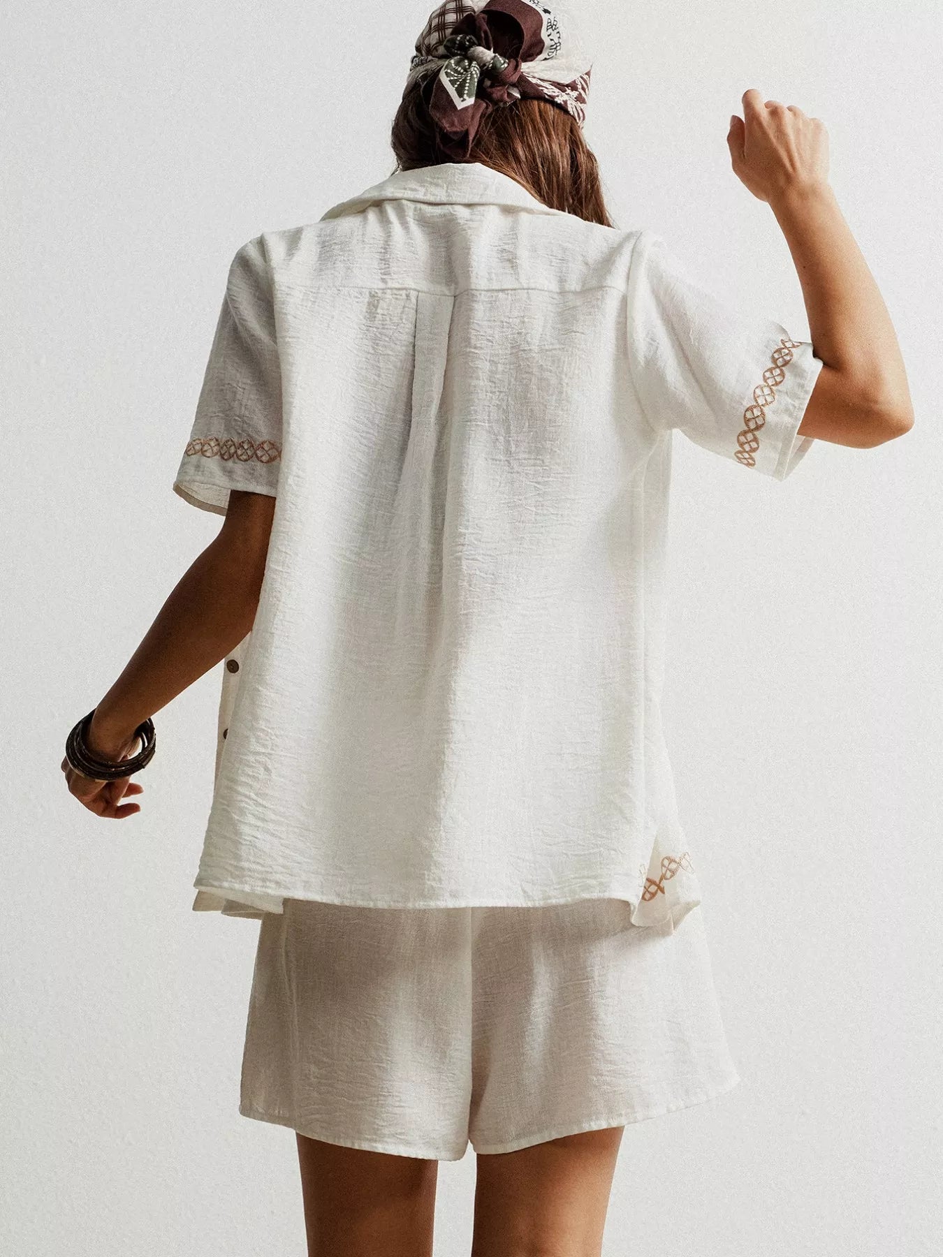 Button Up Short Sleeve Shirt and Shorts Set