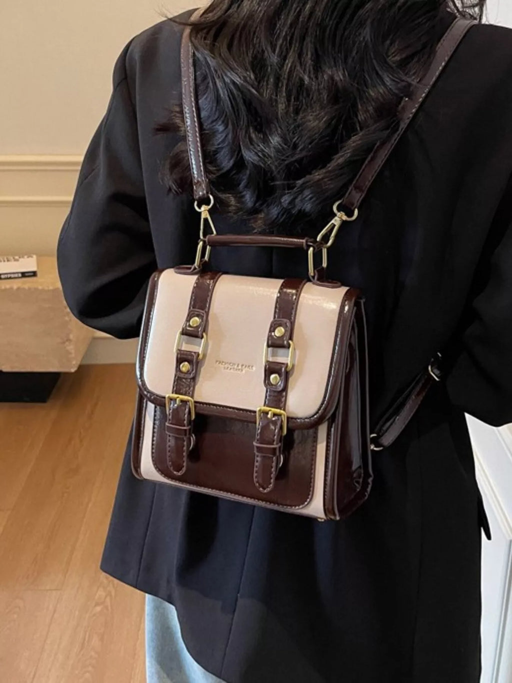 Vintage Style Buckle Backpack Bag