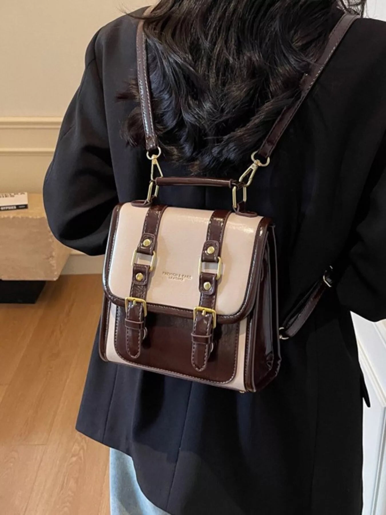 Vintage Style Buckle Backpack Bag