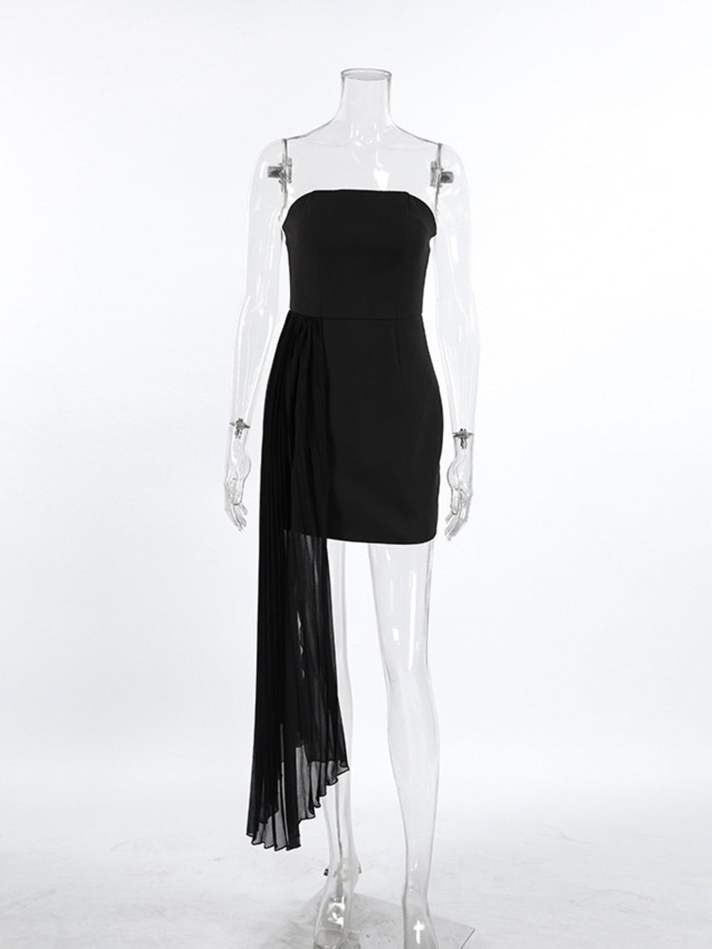 Pleated Detail Tube Mini Dress