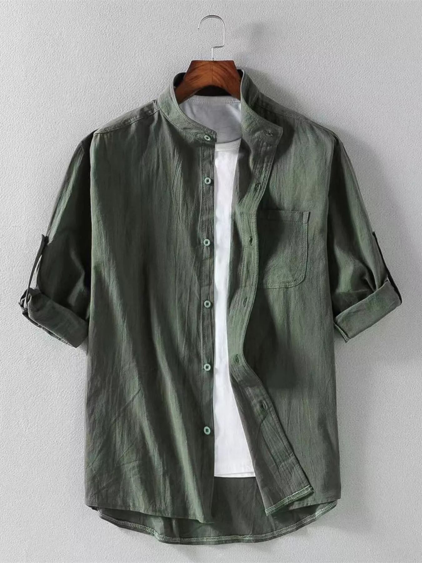 Men's Plus Size Casual Button Up Long Sleeve Shirt