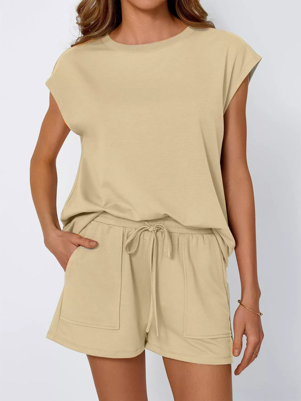 Casual Solid Color T-Shirt and Shorts Set