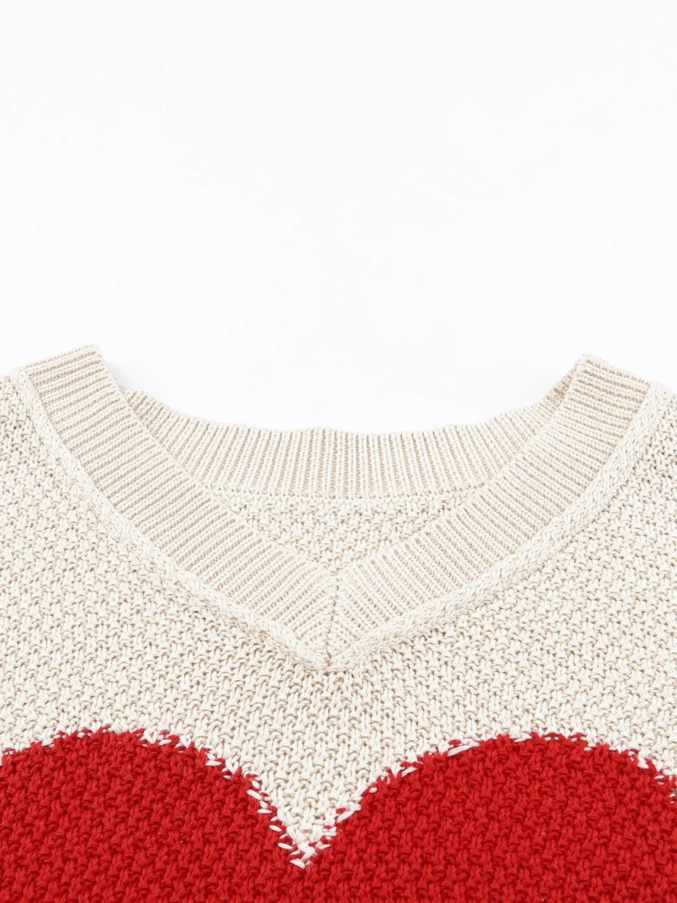 V-Neck Dropped Sleeve Heart Print Valentines Sweater