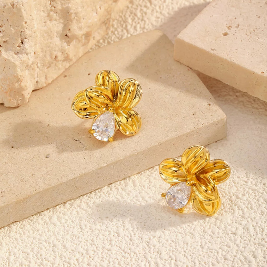 18K Gold-Plated Flower Stud Earrings