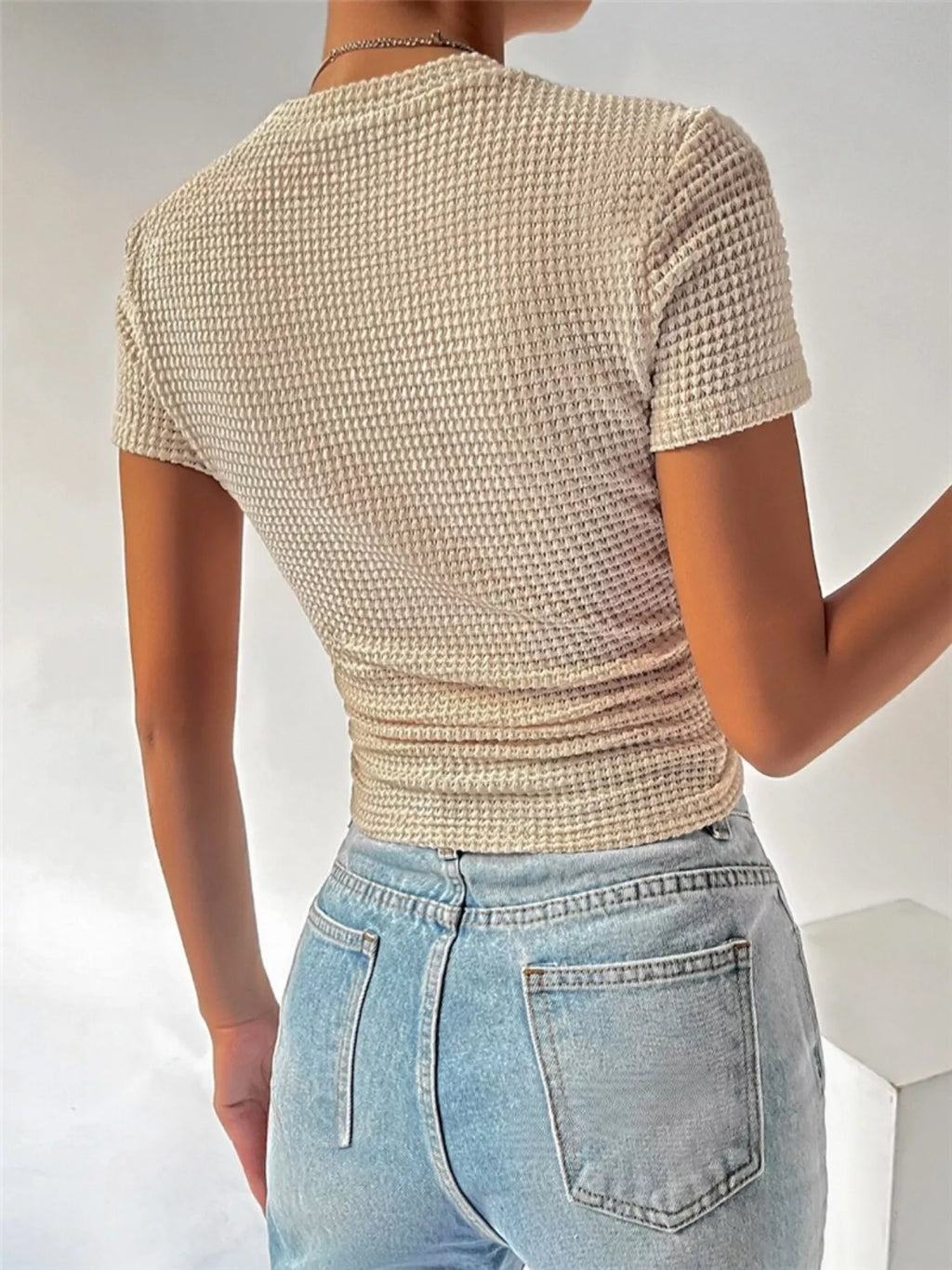 Textured Waffle Knit Slim Fit T-Shirt