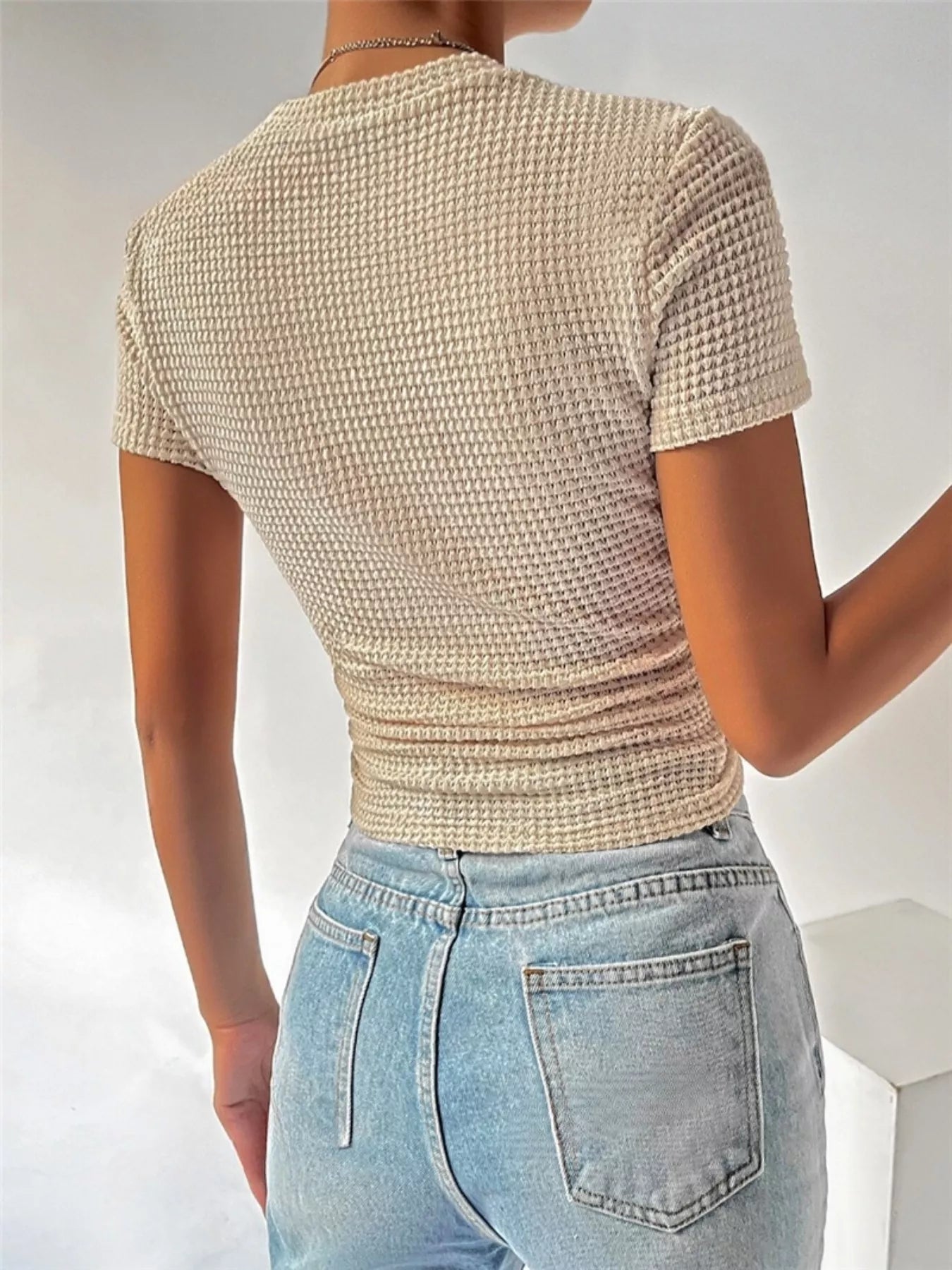 Textured Waffle Knit Slim Fit T-Shirt