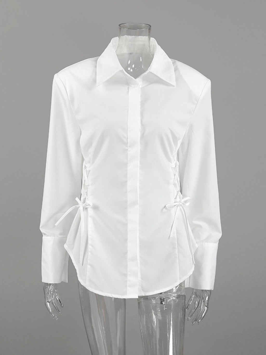 Side Lace Up Button Up Shirt