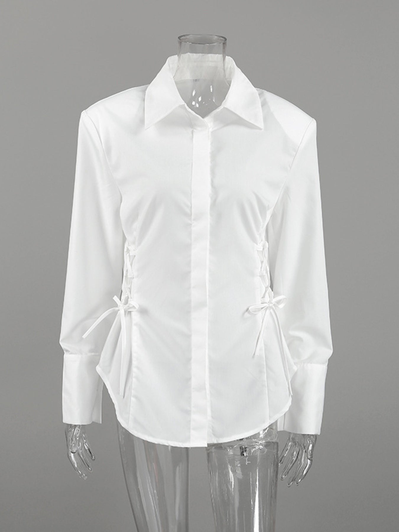 Side Lace Up Button Up Shirt