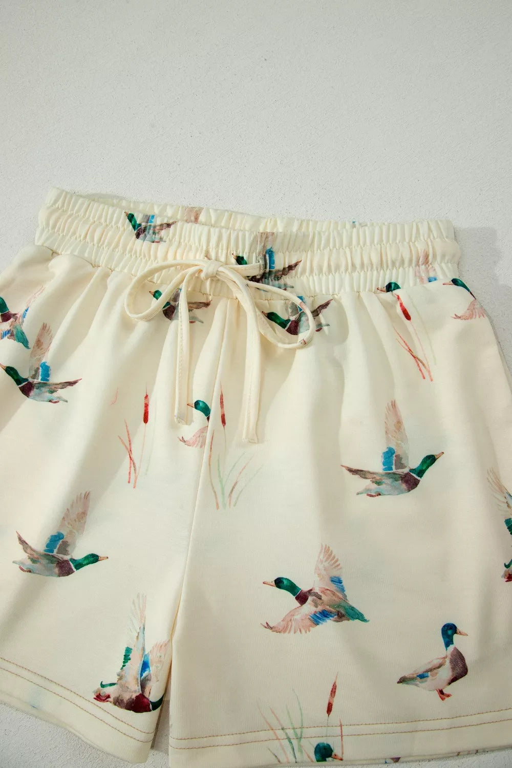 Mallard Duck Print Oversized Tee Drawstring Short Set