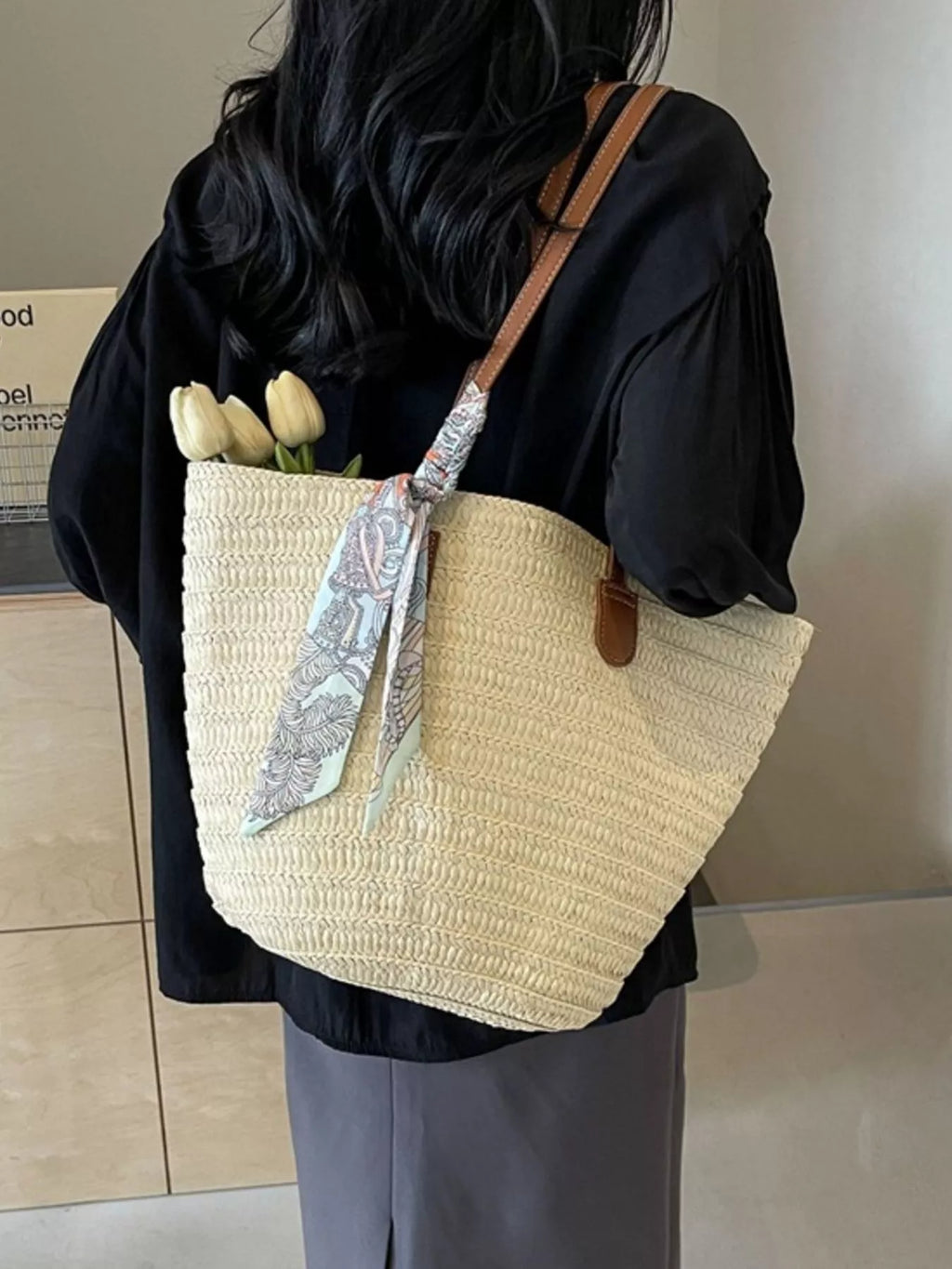 Woven Straw Shoulder Bag
