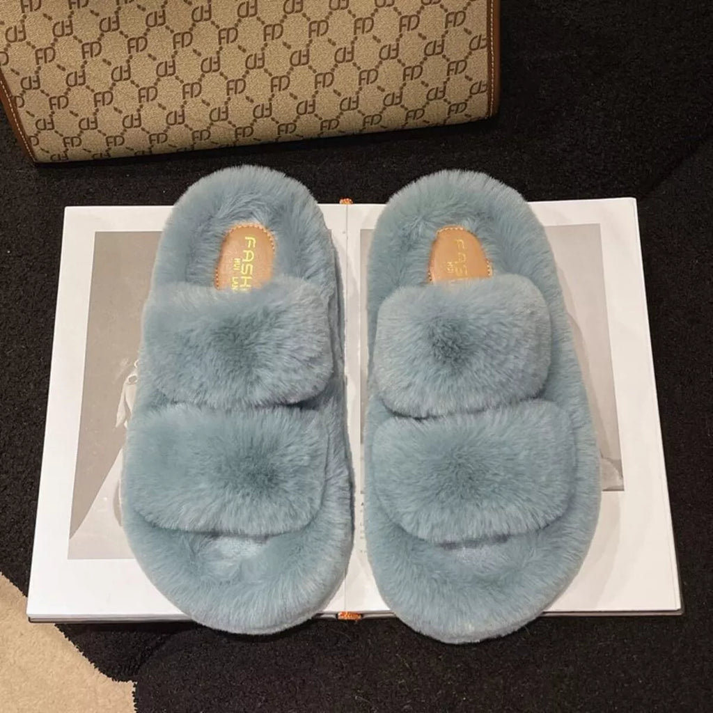 Fuzzy Open Toe Slippers