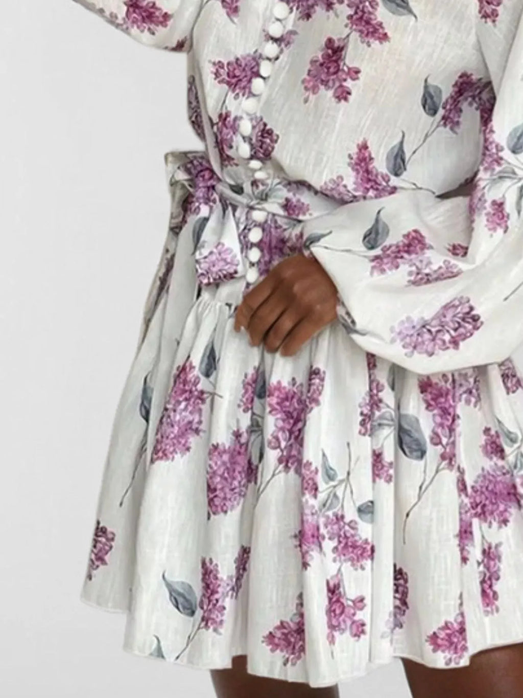 Full Size Floral Print Tie Waist Mini Dress Plus Size