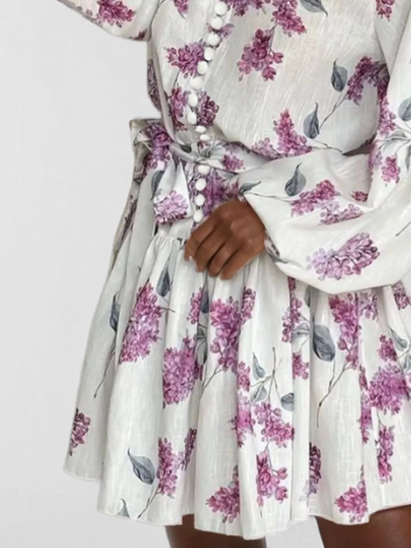 Full Size Floral Print Tie Waist Mini Dress Plus Size