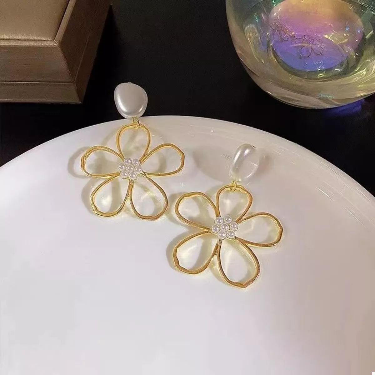 Pearl & Floral Drop Earrings