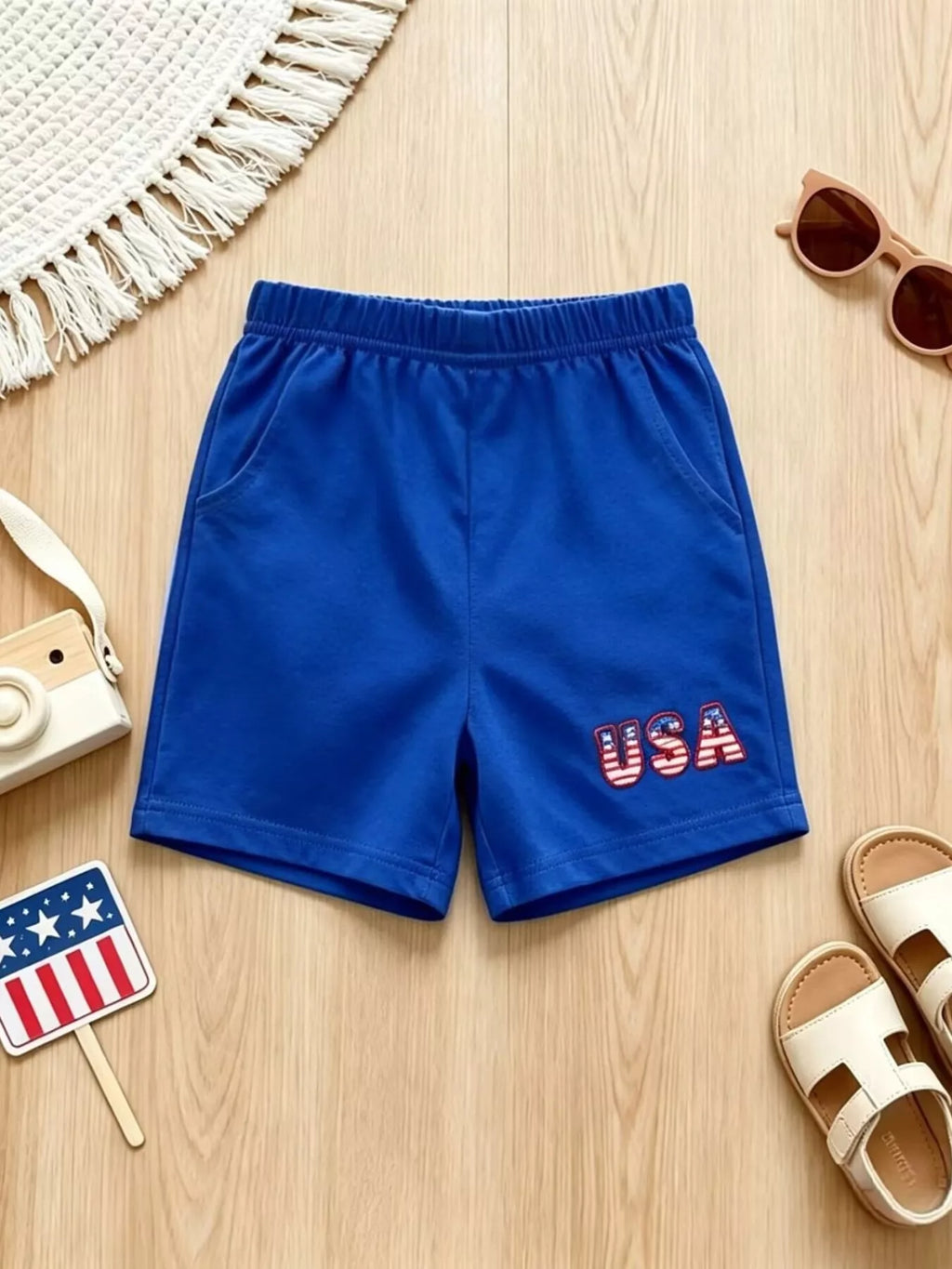 Children's Patriotic Striped Polo & Shorts Set