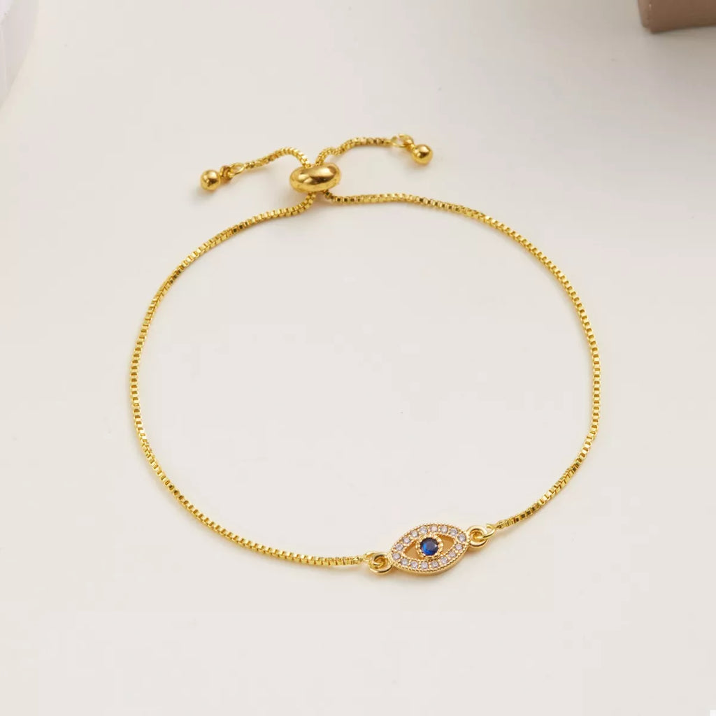 18K Gold-Plated Evil Eye Adjustable Bracelet