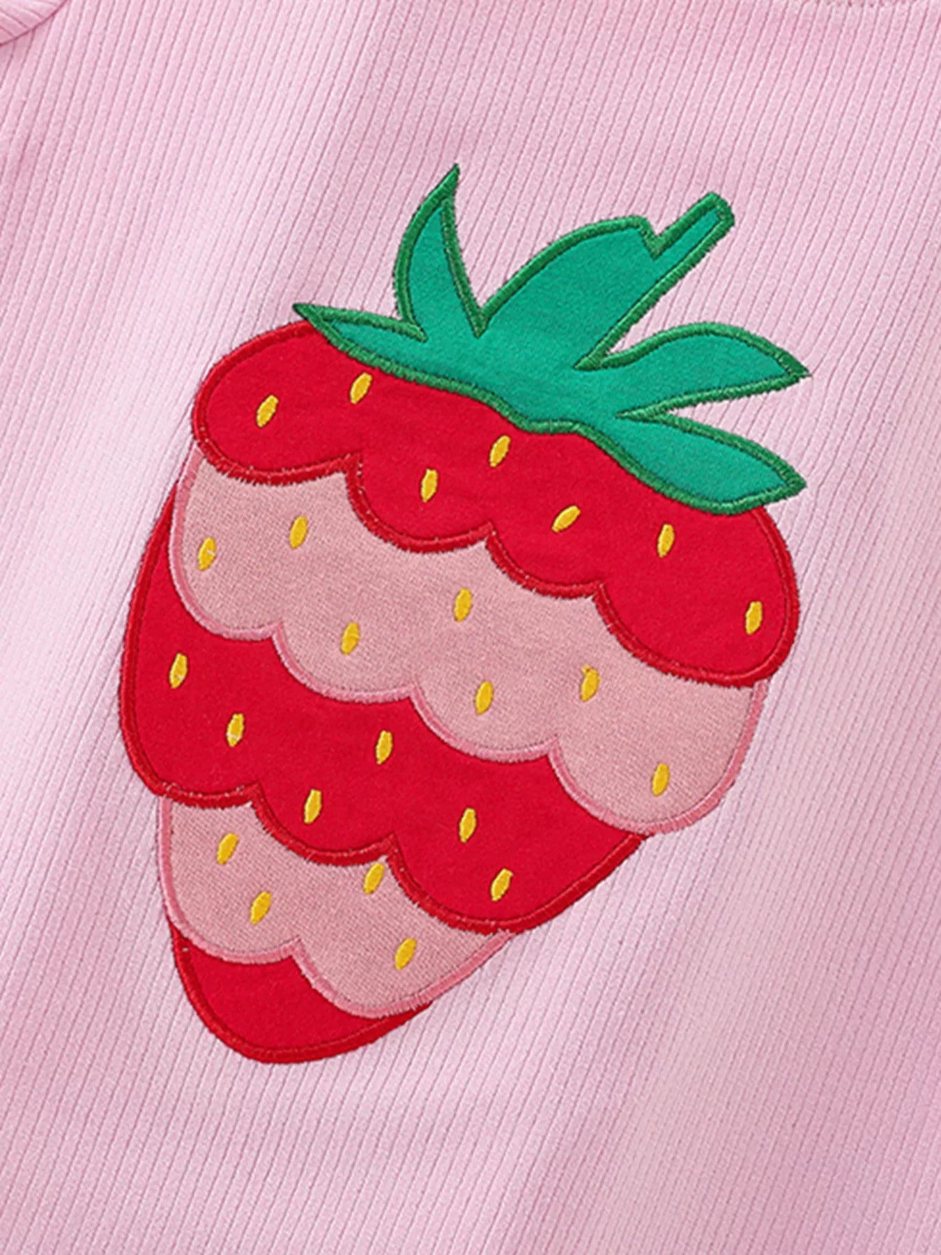 Children's Strawberry Round Neck Tee and Shorts Set