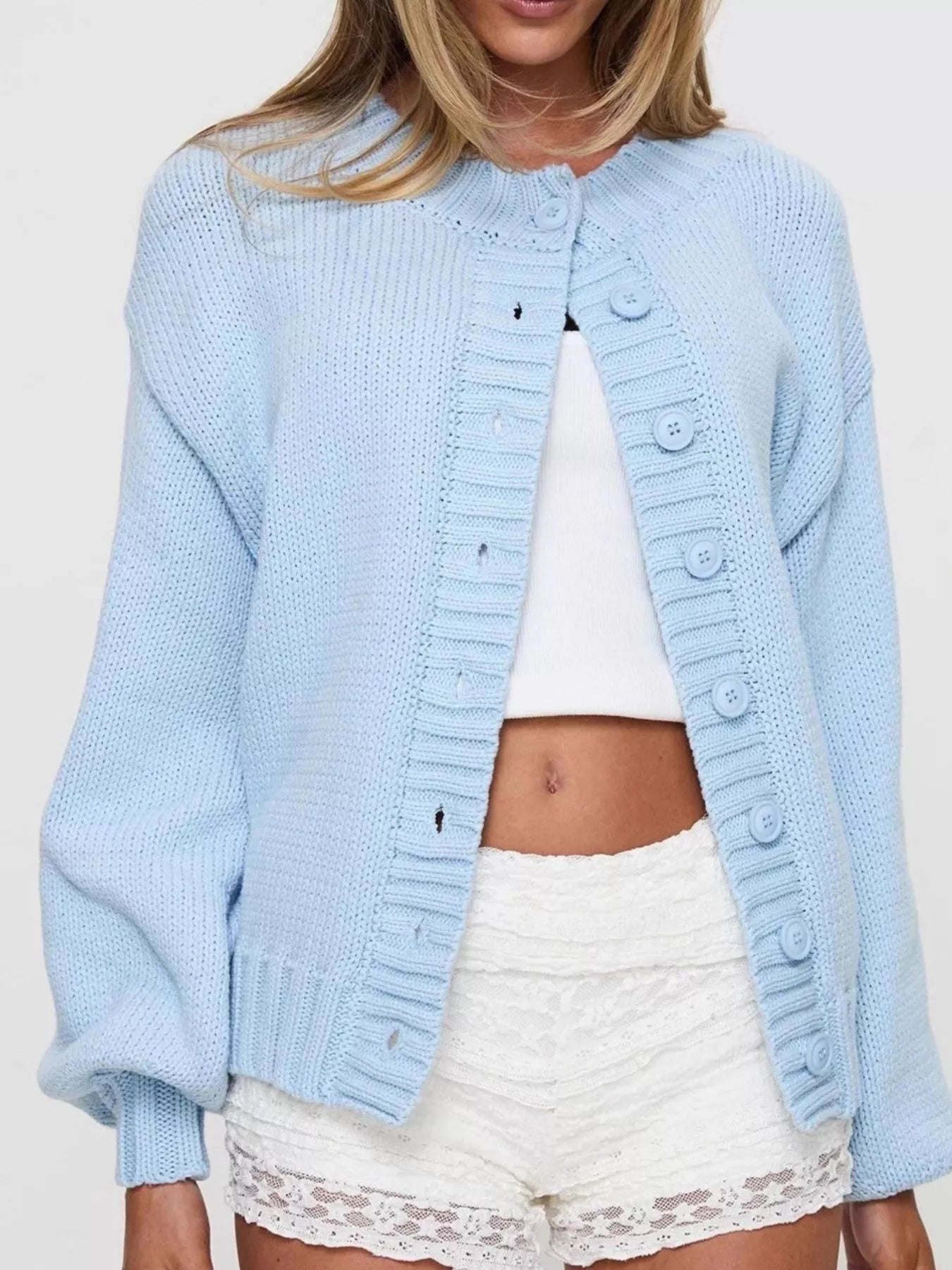 Full Size Button-Down Knit Cardigan Plus Size
