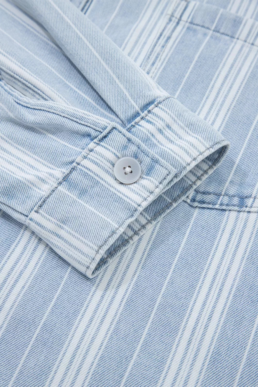 Stripe Boyfriend Chest Pocket Classic Denim Shacket