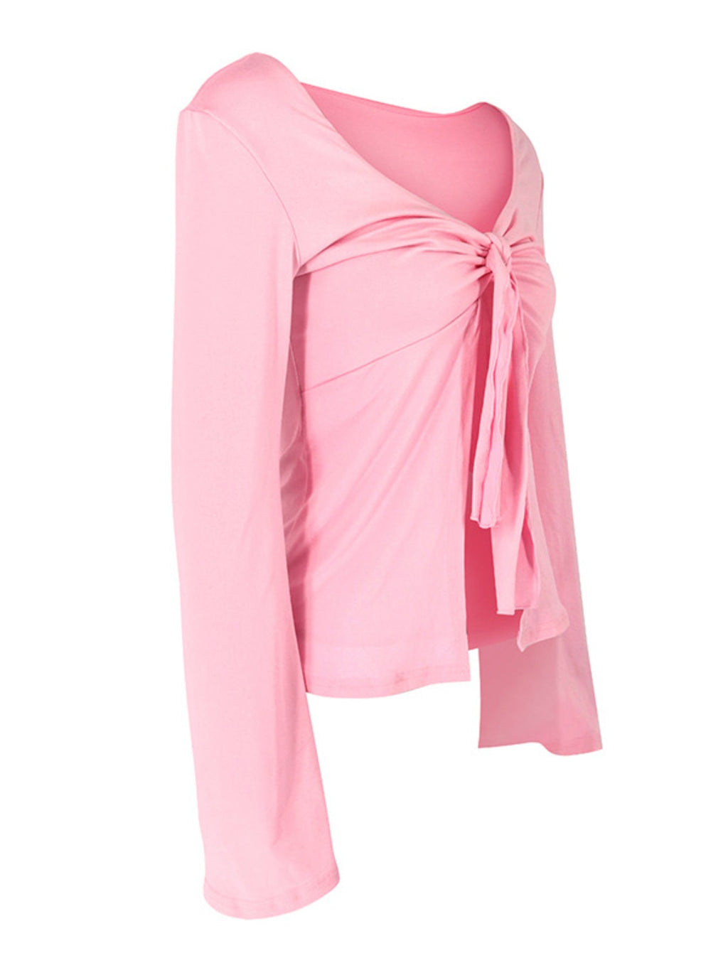 Tie-Front Long Sleeve T-Shirt