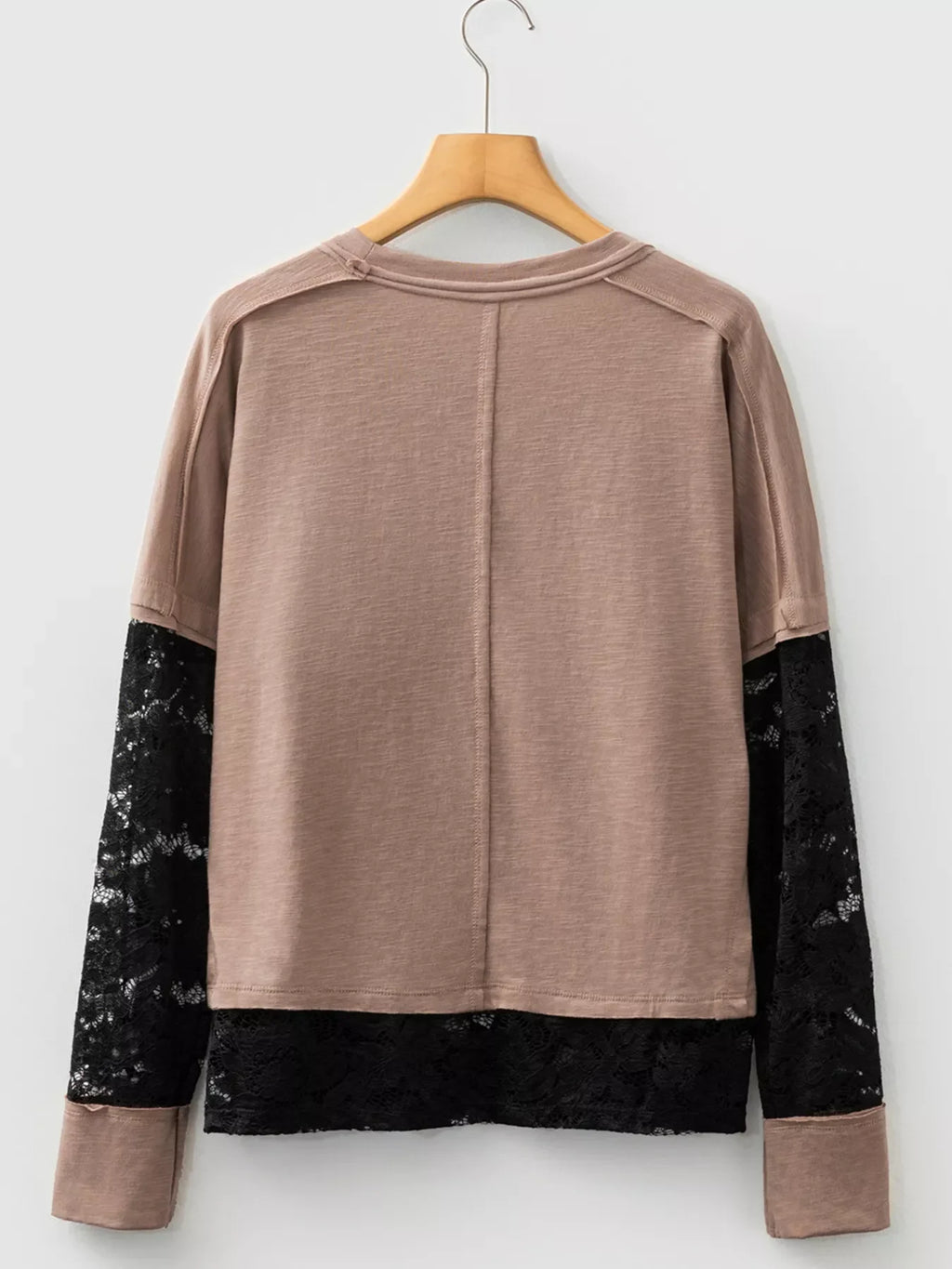 Sheer Lace Patchwork Casual Long Sleeve Tee