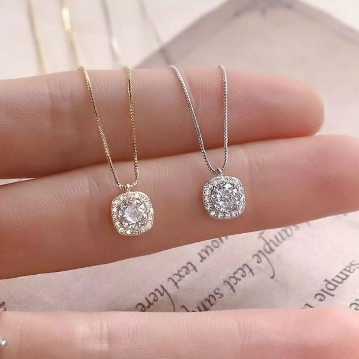 925 Sterling Silver Zircon Pendant Necklace