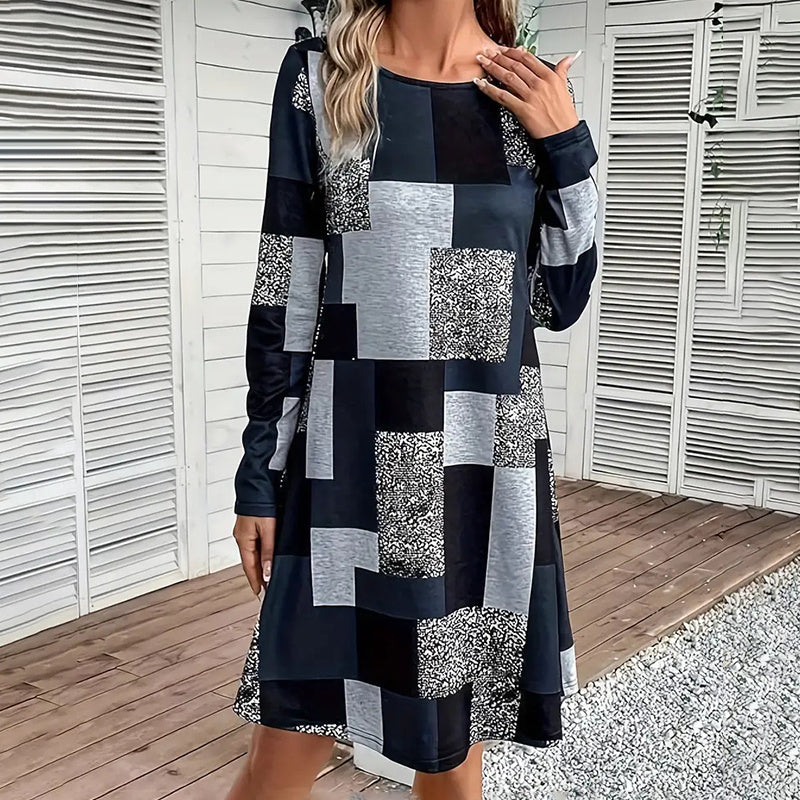 Women's Round Neck Long Sleeve Dress