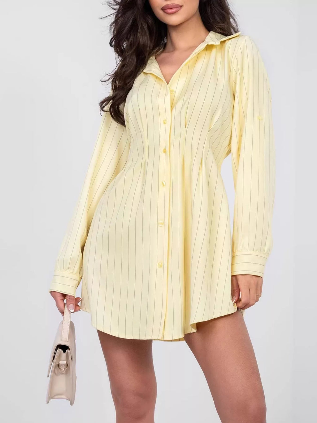 Striped Button-Down Mini Dress