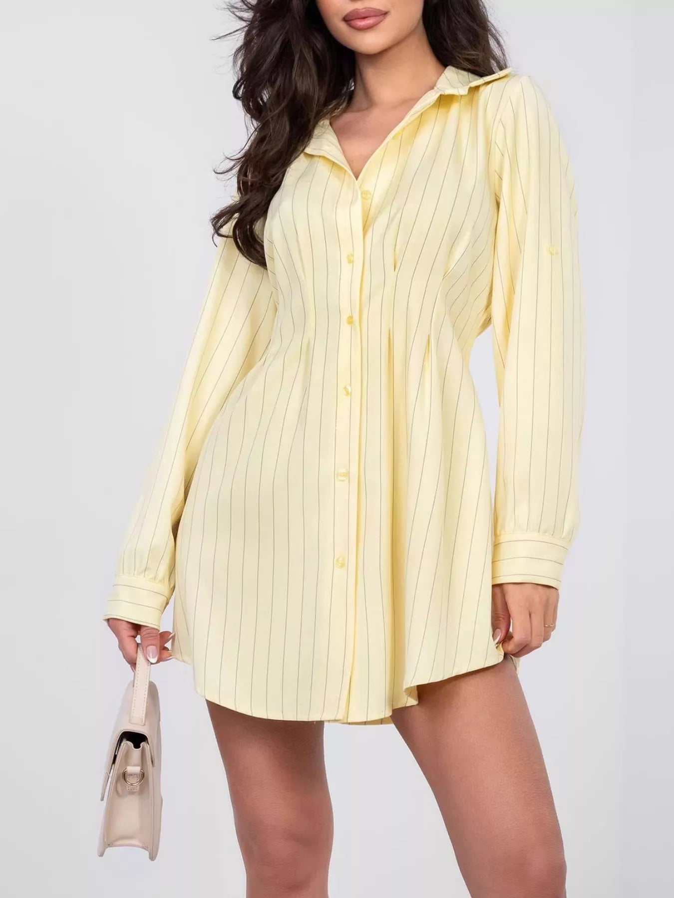 Striped Button-Down Mini Dress