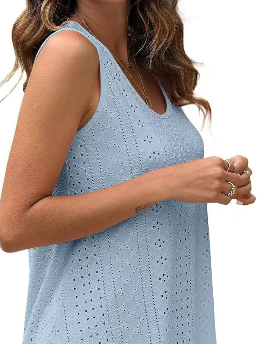 Eyelet Scoop Neck Tank