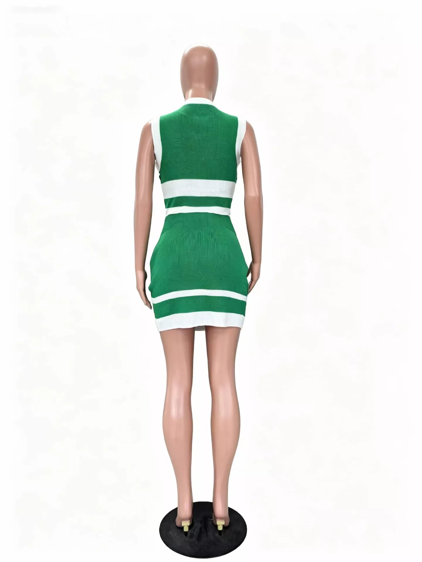 Contrast Trim Tank and Skirt Knit Set