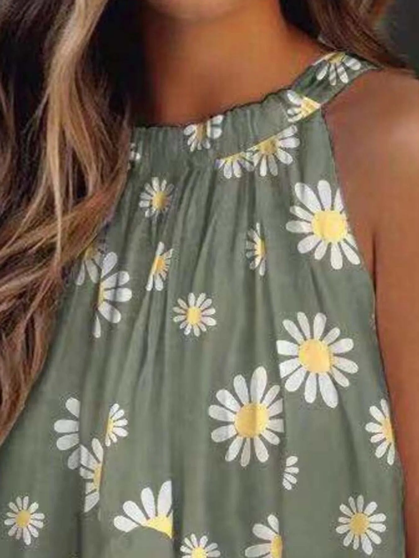 Ruffled Printed Halter Neck Cami Top
