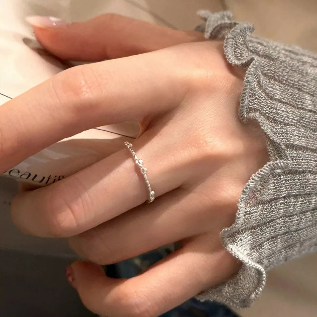 925 Sterling Silver Bow Open Ring