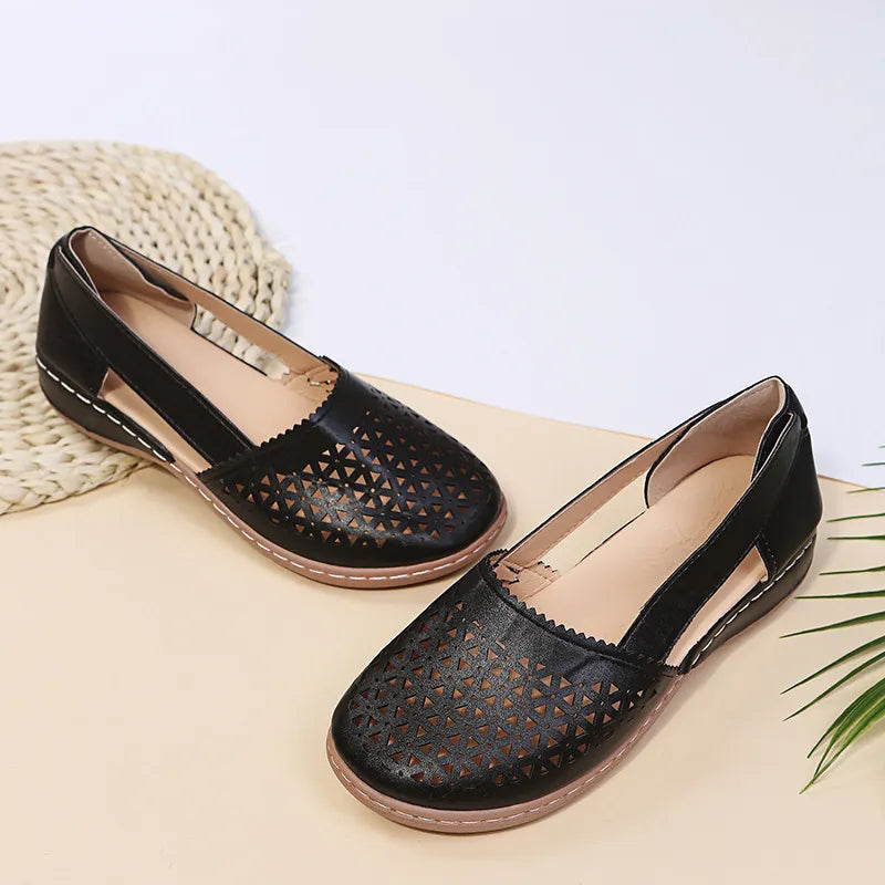 Cutout Round Toe Slip-Ons