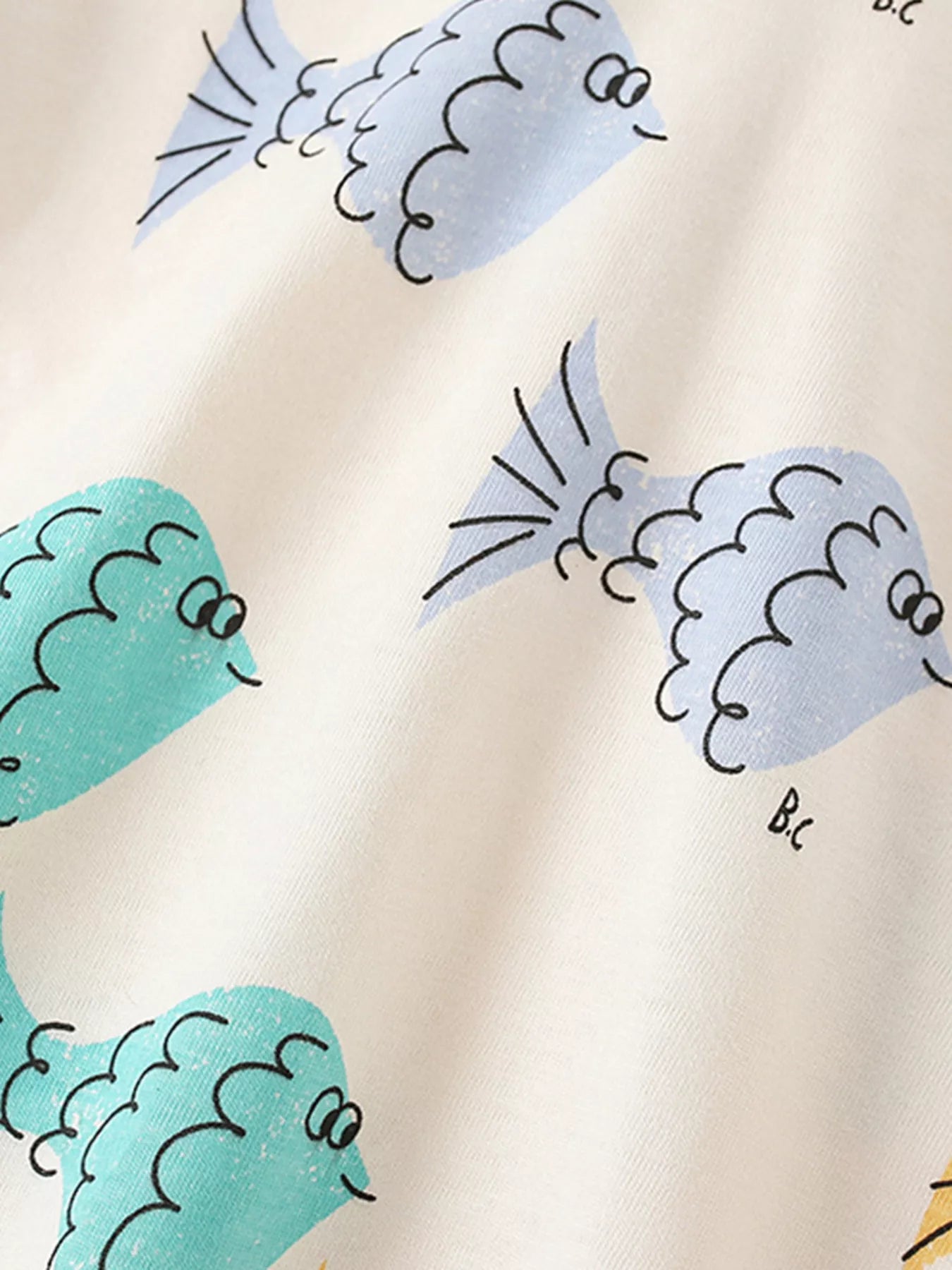 Children's Fish Print Round Neck T-Shirt