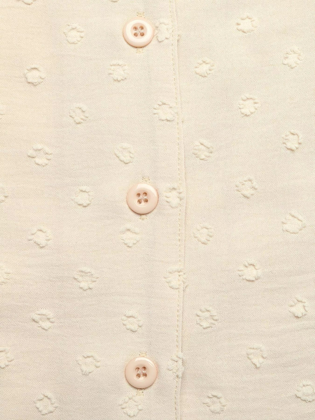 Swiss Dot Ruffled Button-Down Shirt