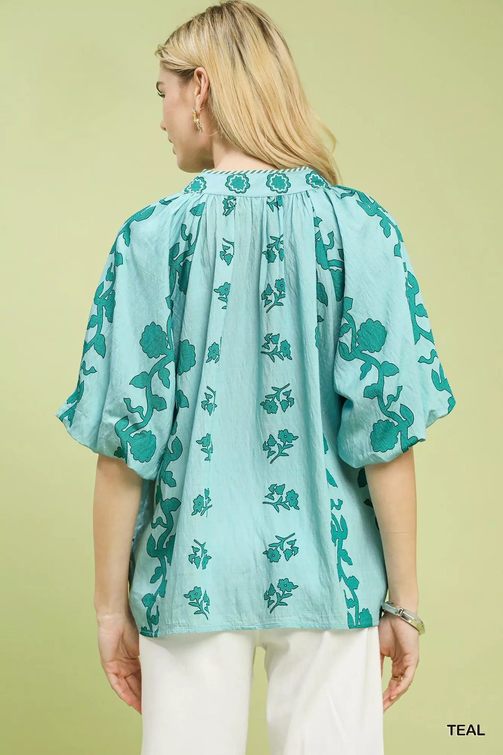 Umgee Collared Floral Print Top