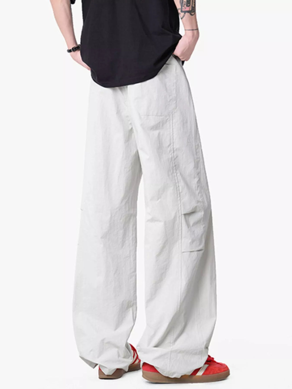 Men's Loose Fit Drawstring Wide Leg Pants