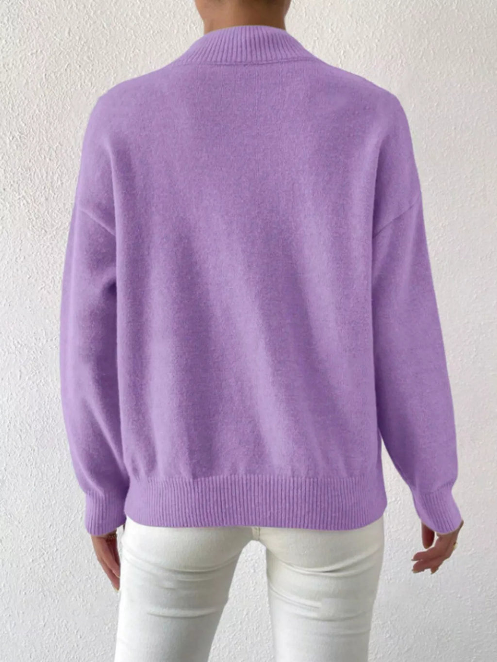 Mock Neck Dropped Shoulder Sweater