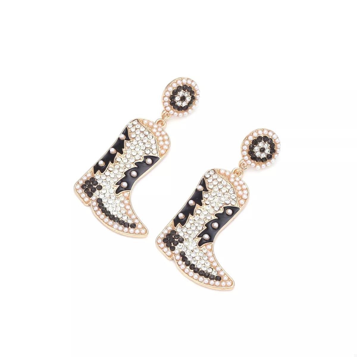 Rhinestone Cowboy Boot Dangle Earrings