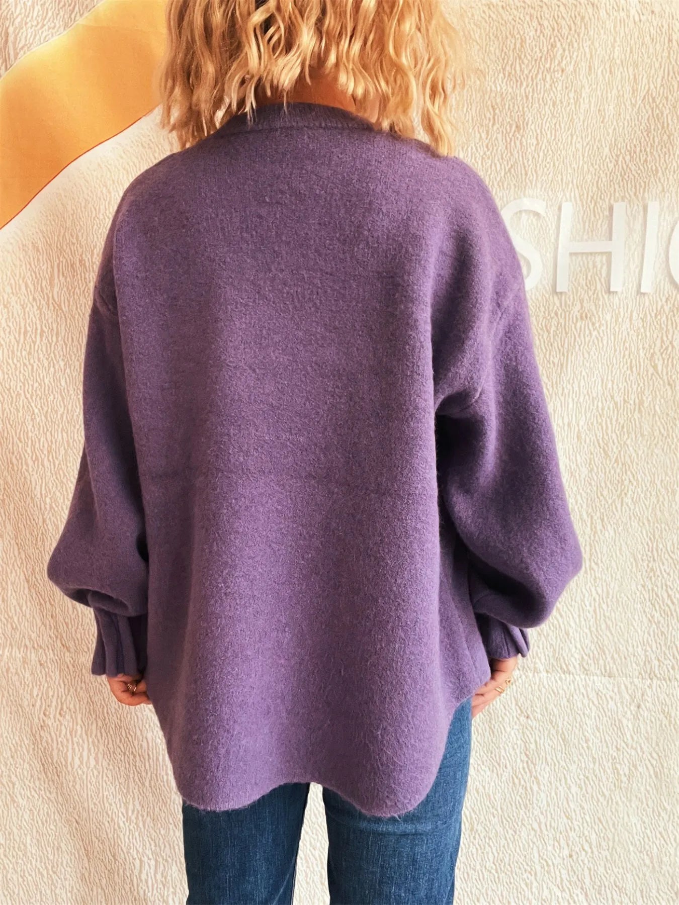 Round Neck Dropped Shoulder Sweater