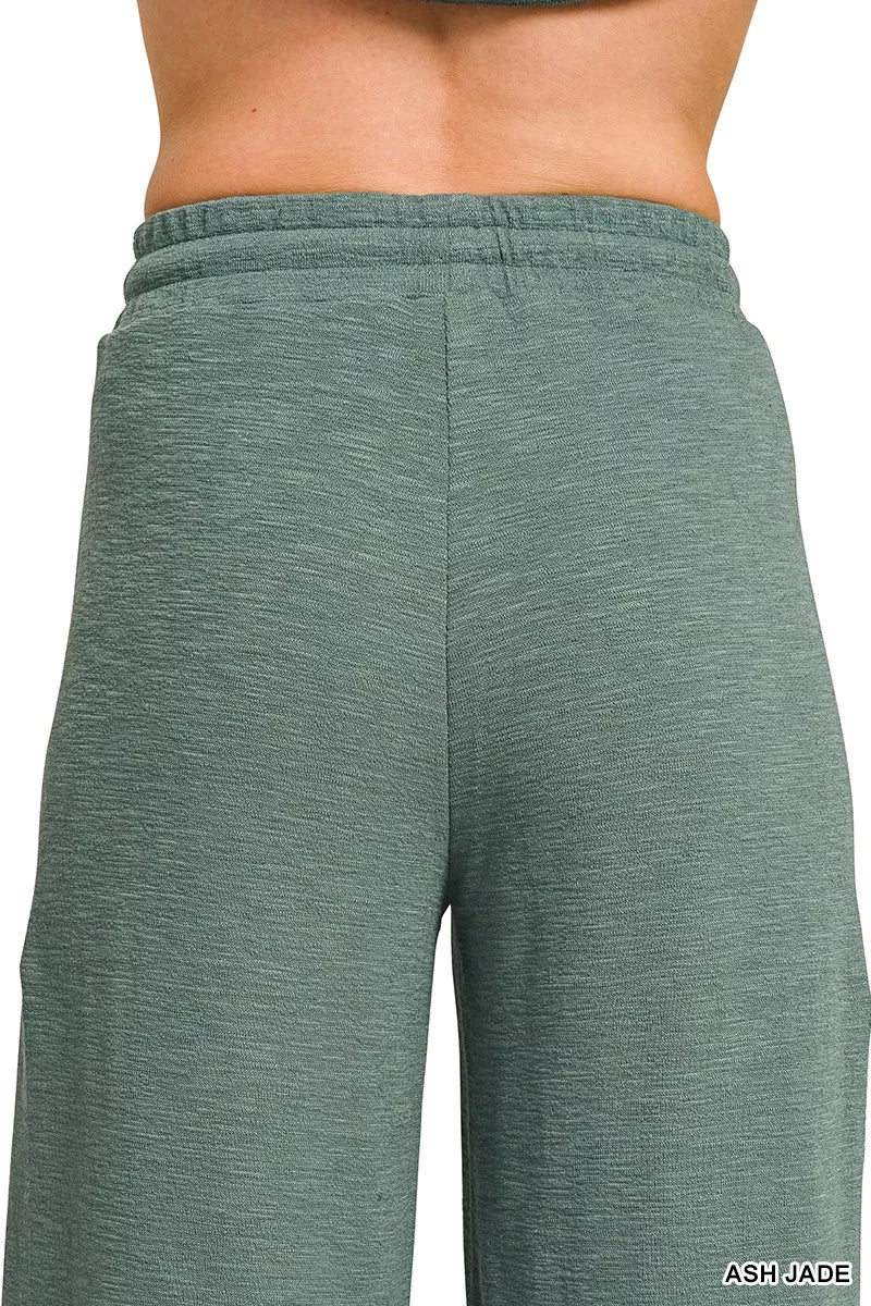 Zenana Cotton Slub Short Sleeve Tee and Pants Set