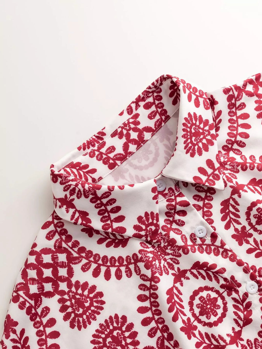 Printed Tie Waist Button Front Romper