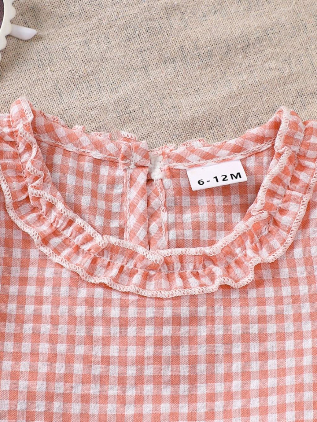 Children's Gingham Ruffle Trim Tank Top & Shorts Set