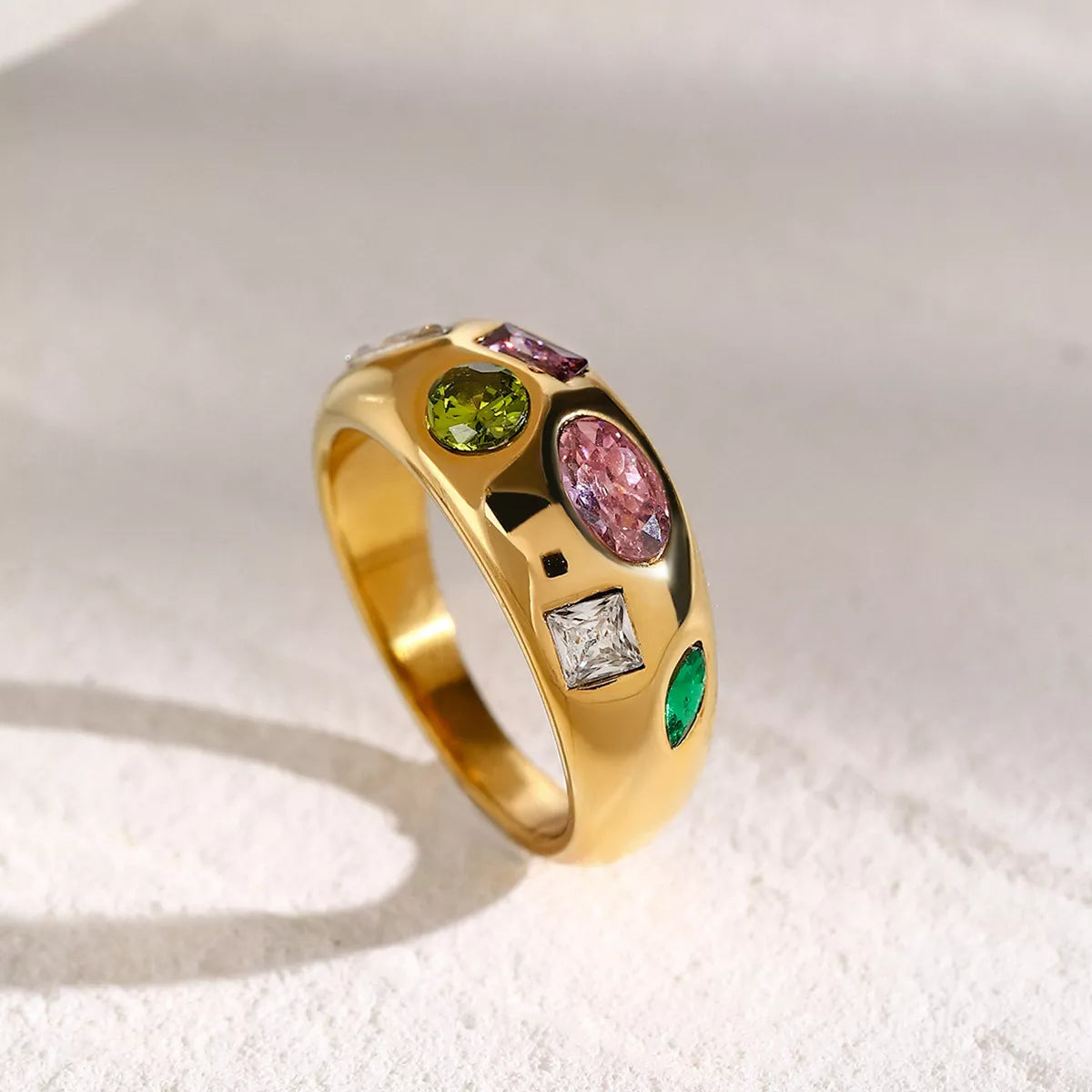 18K Gold-Plated Colorful Zircon Ring