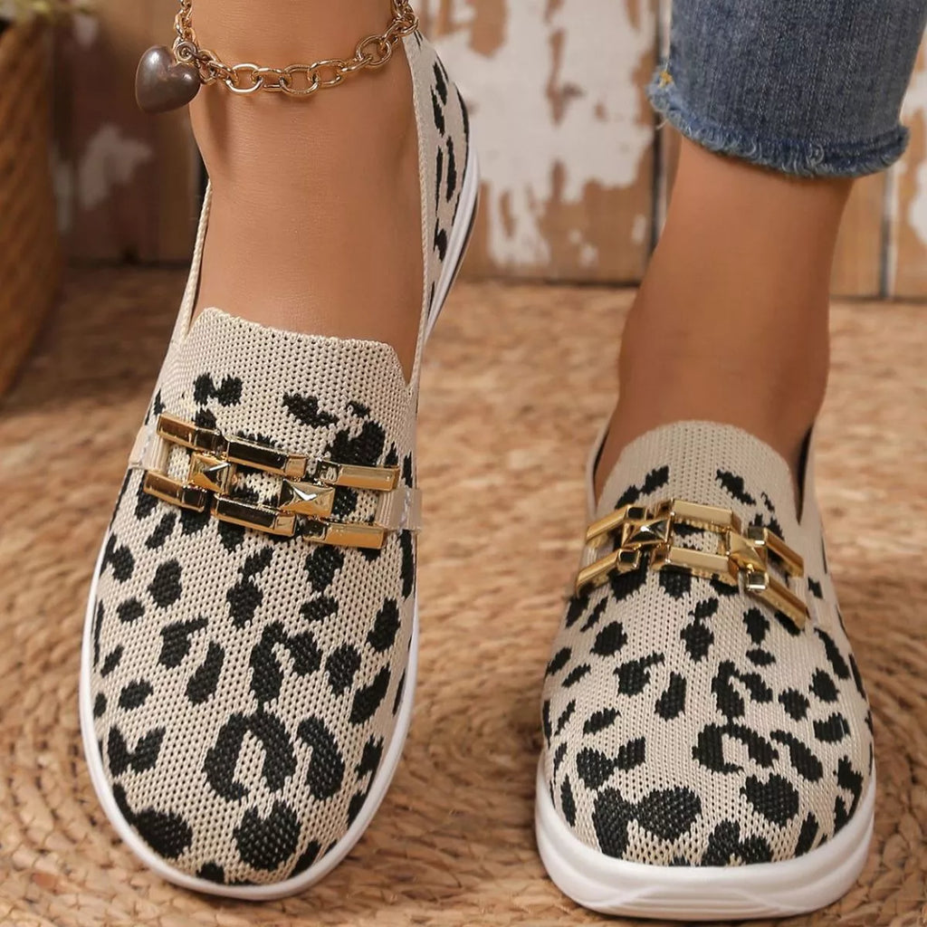 Leopard Mesh Slip-Ons