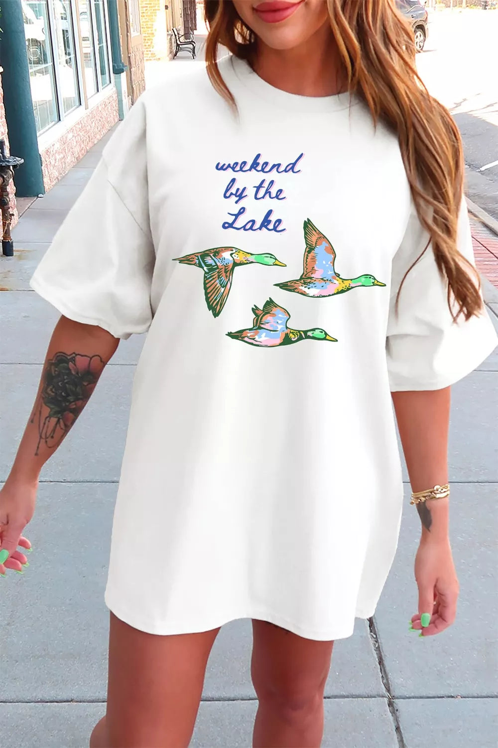 Weekend by the Lake Graphic Oversized T-Shirt