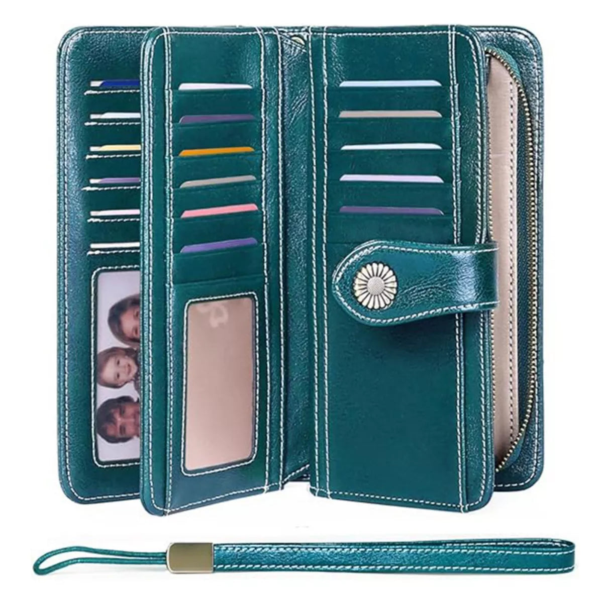Vintage Style Leather Long Wallet