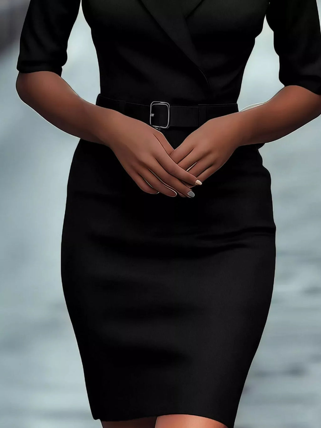 Surplice Half Sleeve Dress