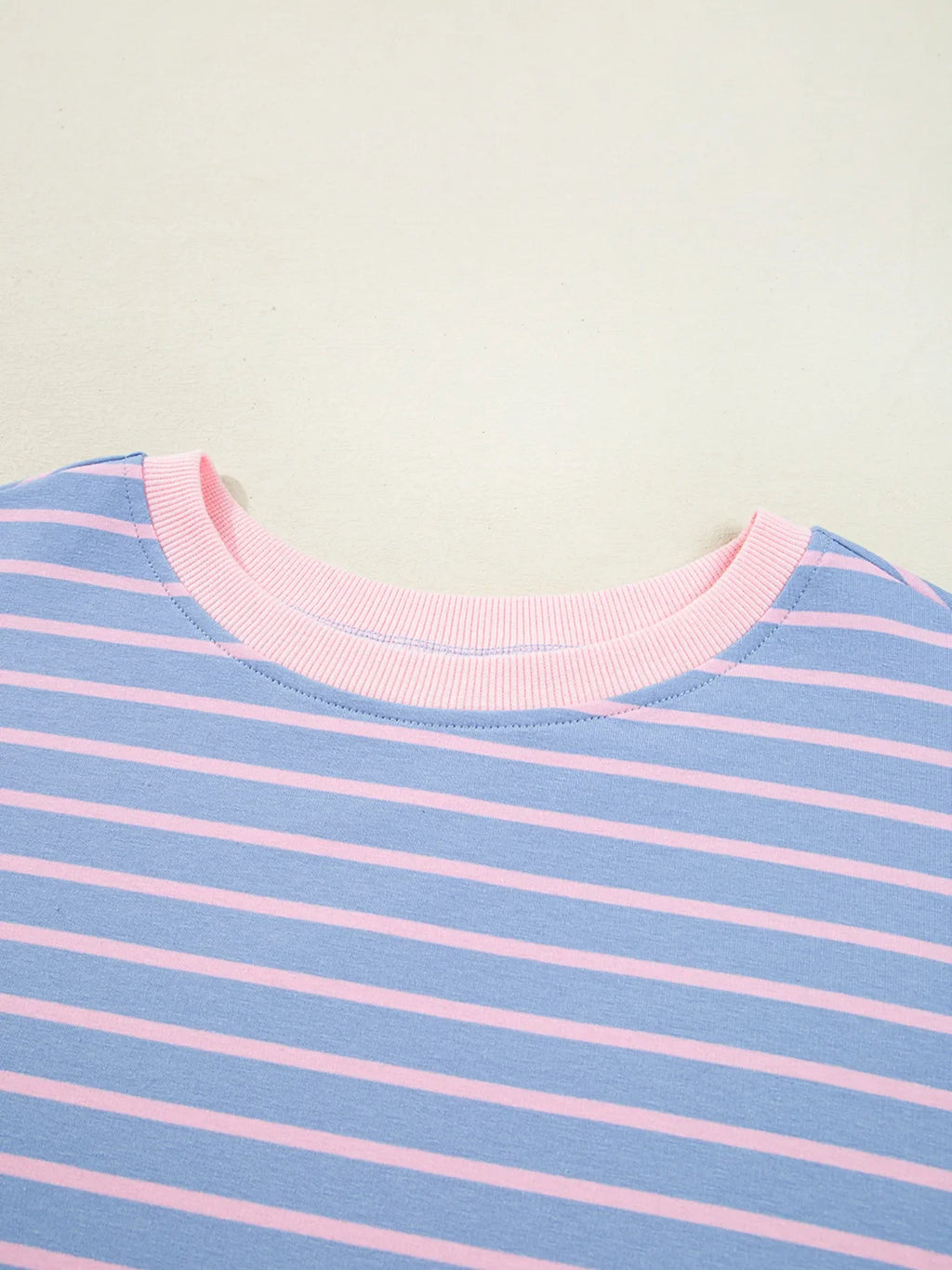 Stripe Oversize Contrast Trim Drop Shoulder Sweatshirt